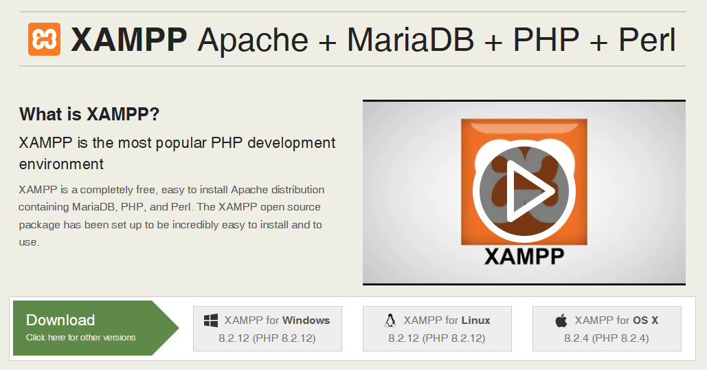Prenos namestitvene datoteke XAMPP